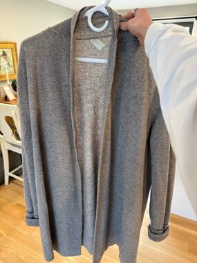Sigrid Olsen Taupe Open-Front Cashmere Cardigan Sweater